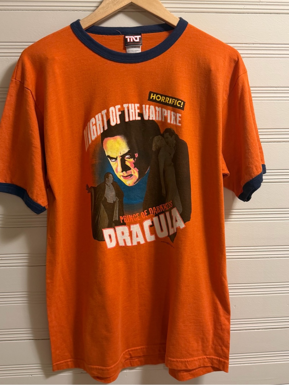 Trau & Loevner Orange and Navy Vintage-Style Tee